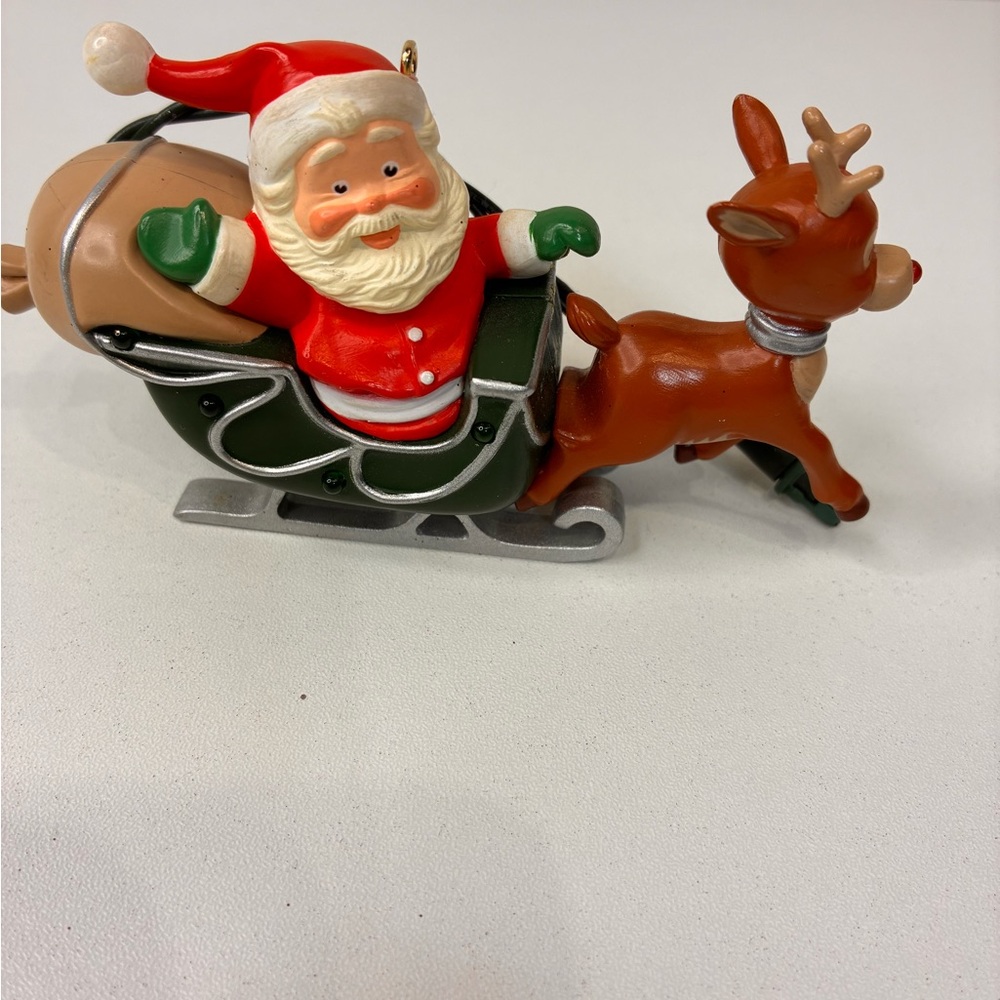 Hallmark Santa and Reindeer Ornament - Red, Green, Brown
